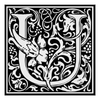 Letter U Mediaeval Monogram Art Nouveau