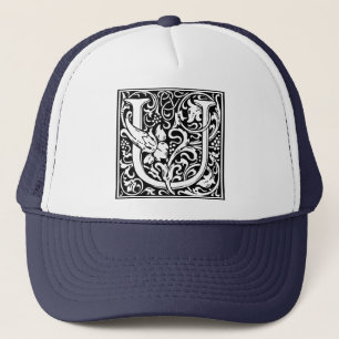 Letter U Mediaeval Monogram Art Nouveau Trucker Hat