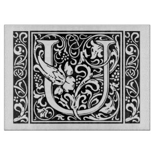 Letter U Mediaeval Monogram Vintage Initial Cutting Board