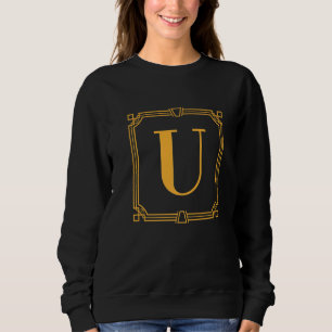 Letter U Monogram Alphabet U Initial Geometric Dec Sweatshirt