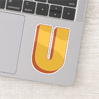 Letter U Monogram, Bold 3D Type Font Initial 