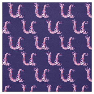 Letter U monogram decorative text custom fabric