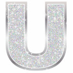 Letter U Photo Sculpture Decoration<br><div class="desc">Letter U silver faux glitter ornament</div>