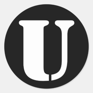 Letter U Stencil Alphabet by Janz Black Classic Round Sticker