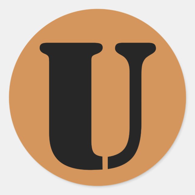 Letter U Stencil Alphabet by Janz Peru Gold Classic Round Sticker (Front)