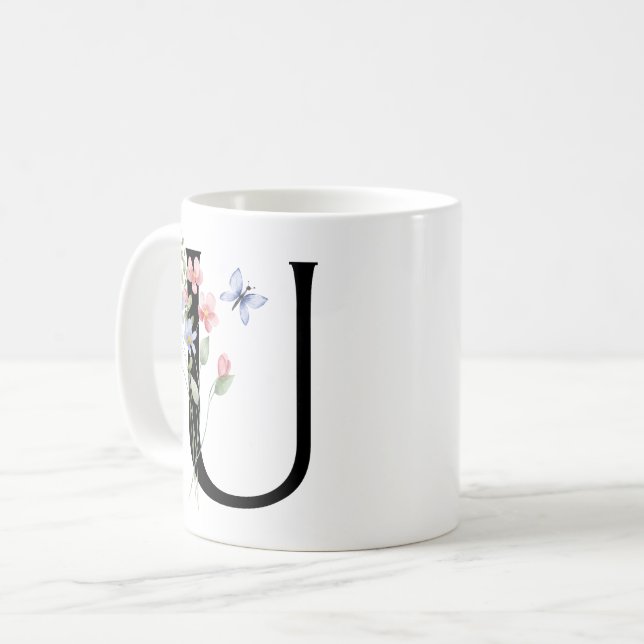 Letter U with flowers Coffee Mug (Front Left)
