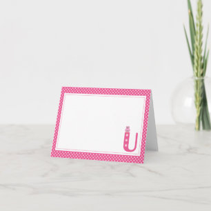 Letter U with Owl Blank Note Card