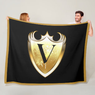 Letter V Capital Alphabet Fleece Blanket