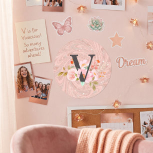 Letter V Classic Round Sticker