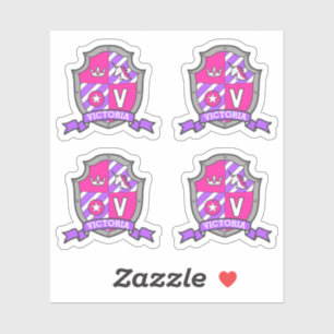 Letter V custom name Victoria eagle knights crest