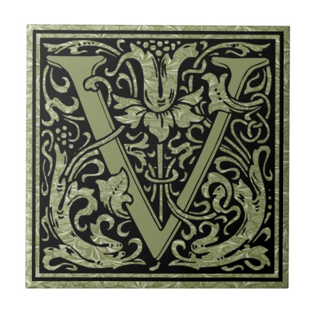 Letter V First Letter Monogram Tile (Front)