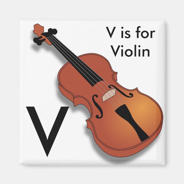 "Letter V"  for Violin Children's Alphabet Magnet (Front)