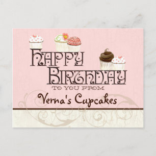 Letter V Happy Birthday Cupcake Business Postcard