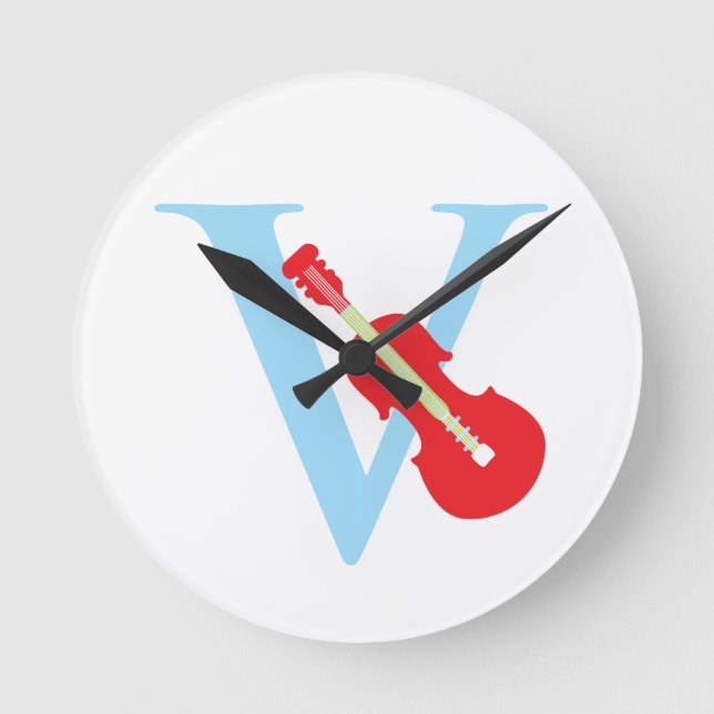 Letter V Initial Clock (Front)