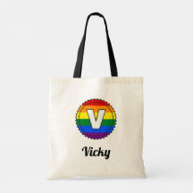 Letter V Initial & Name Gay Pride Rainbow Monogram