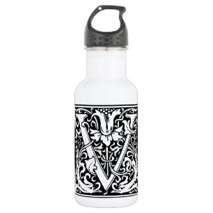 Letter V Mediaeval Monogram Art Nouveau 532 Ml Water Bottle