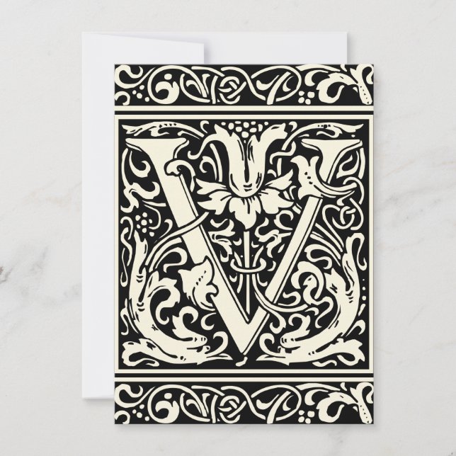 Letter V Mediaeval Monogram Art Nouveau Invitation (Front)