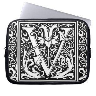 Letter V Mediaeval Monogram Art Nouveau Laptop Sleeve