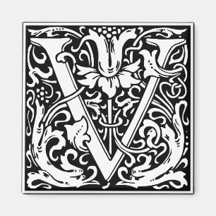 Letter V Mediaeval Monogram Art Nouveau Magnet