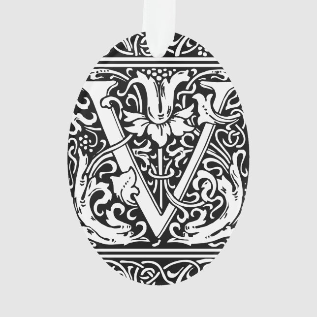 Letter V Mediaeval Monogram Art Nouveau Ornament (Back)