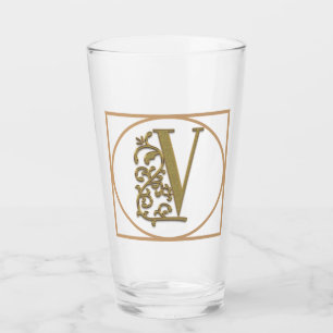 LETTER V MONOGRAM Beautiful Wedding New Home Gift Glass