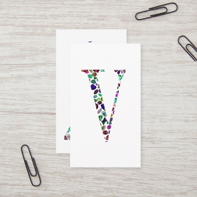 Letter V Monogram Business Card (Front/Back In Situ)