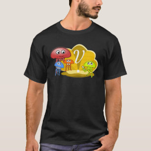 Letter V Monogram Jellyfish First Day Of School T-Shirt