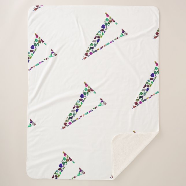 Letter V Monogram Sherpa Blanket (Front)