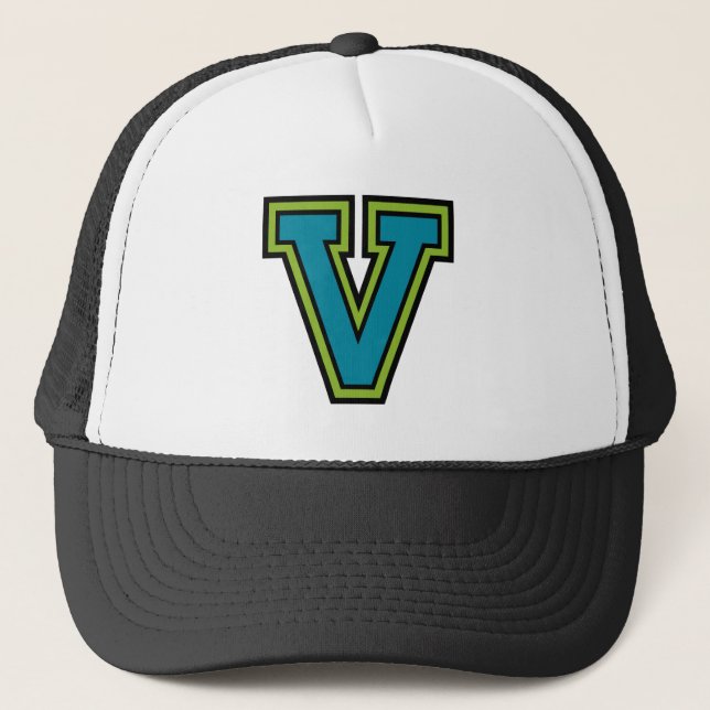 Letter "V" Monogram Trucker Hat (Front)