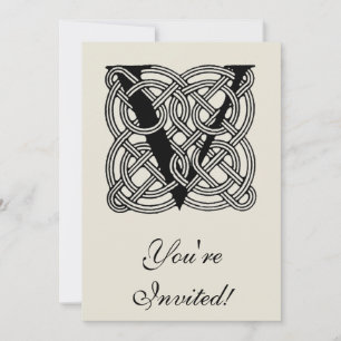 Letter V Monogram Vintage Celtic Knot Print Invitation