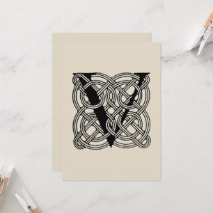 Letter V Monogram Vintage Celtic Knot Print Invitation