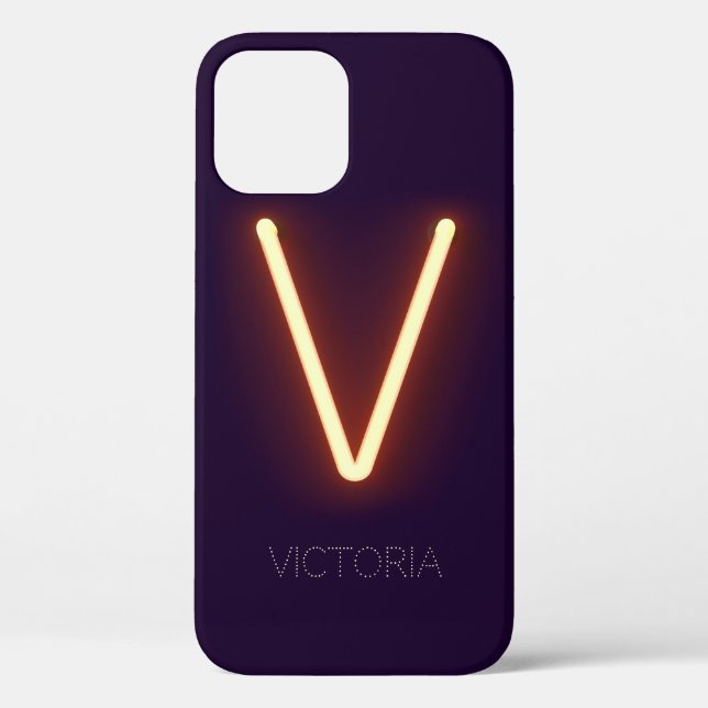 Letter V Neon Light Personalised Case-Mate iPhone Case (Back)