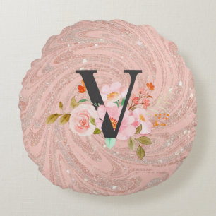 Letter V Round Cushion