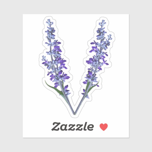 Letter V Sage Flower - Initial V - Flower Monogram (Sheet)