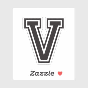 Letter V sporty college font alphabet
