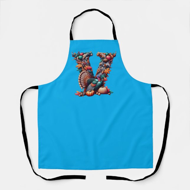 Letter V Thanksgiving turkey style gift  Apron (Front)