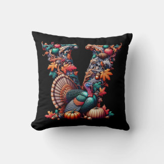 Letter V Thanksgiving turkey style gift  Cushion