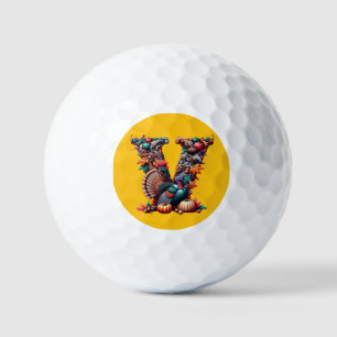 Letter V Thanksgiving turkey style gift  Golf Balls