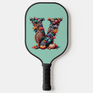 Letter V Thanksgiving turkey style gift  Pickleball Paddle