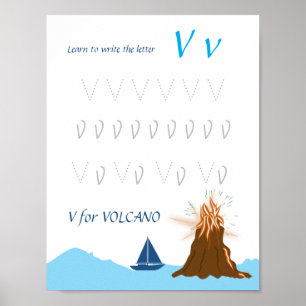 Letter V Tracing Poster for Kids