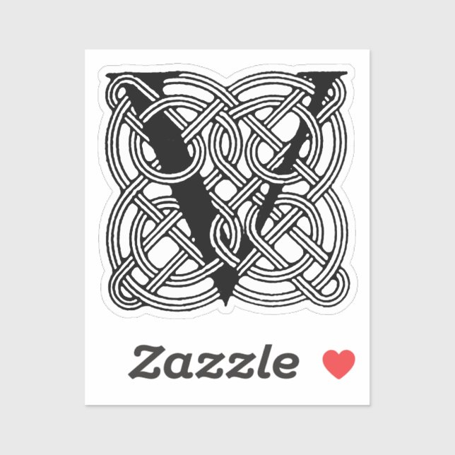 Letter V Vintage Celtic Knot Monogram (Sheet)