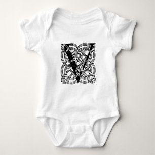 Letter V Vintage Celtic Knot Monogram Baby Bodysuit