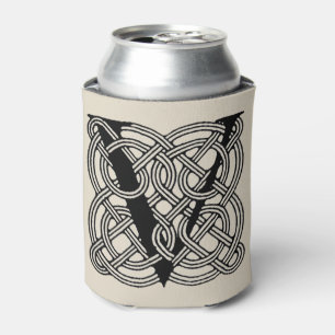 Letter V Vintage Celtic Knot Monogram Can Cooler