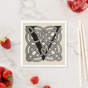 Letter V Vintage Celtic Knot Monogram Napkin