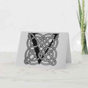 Letter V Vintage Celtic Knot Monogram Note Card