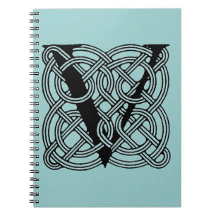 Letter V Vintage Celtic Knot Monogram Notebook