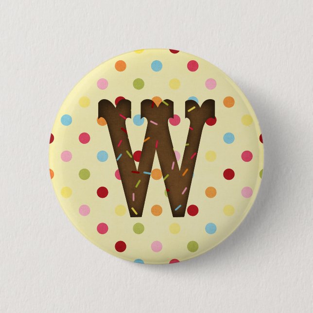 Letter W 6 Cm Round Badge (Front)