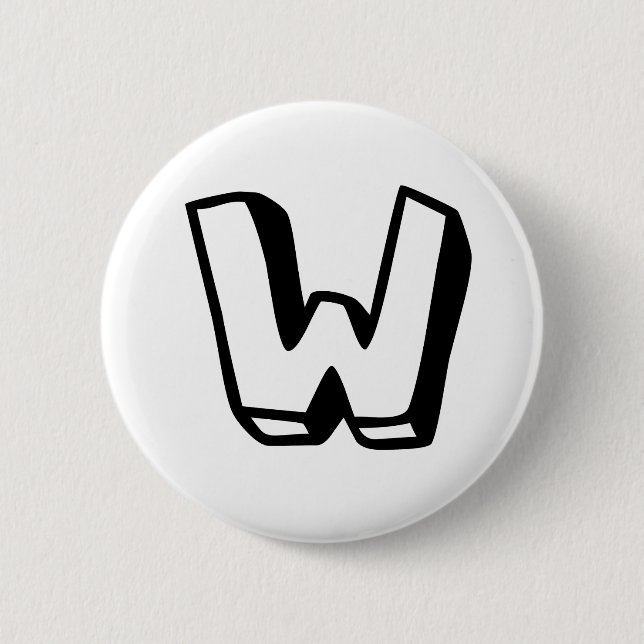 Letter W 6 Cm Round Badge (Front)