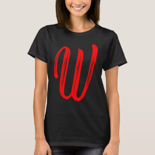 Letter W Alphabet Large Red Graphic Initial T-Shirt