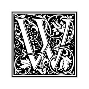 Letter W art nouveau black and white Tile  Self-inking Stamp